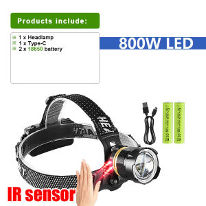 Super Powerful XHP70 Headlamp 68000000LM Ultra Powerful Rechargeable Front Head Light Zoom 2500m Fishing Hunting Head Lantern