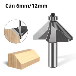 Dao Phay Vát Cạnh 45 Độ Cán 6mm/12mm Dùng Cho Chế Biến Gỗ Cắt Vát Cạnh Hợp Kim Vonfram Coban.