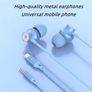 Original Metal 3.5mm Type-c Earbuds Mobile Wired Headphones Sport Earphone Headset with Mic for Xiaomi Huawei Samsung Phone