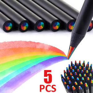 ไม้ดำดินสอสีสีรุ้งสีระบาย7สีดินสอหลากสีสำหรับนักเรียนวาดเขียนงานศิลปะเครื่องเขียน