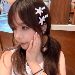 Campus Fashion Summer High Aesthetic Starfish Elegant Hair Clip Sweet Duckbill Hair Clip Stylish Pearl Bangs Hair Clip Hair Card