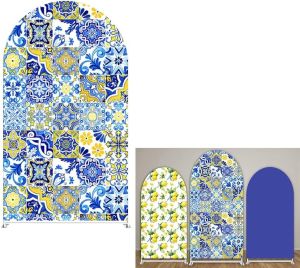 VIKAMA Bridal Shower Arch Background Cover Blue Tiles Birthday Baby Shower Party Decoration Wedding Photography Background