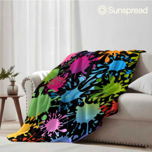 Beast Kingdom | Color Splatter Soft Warm Flannel Blanket Lightweight Cozy Christmas Halloween Home Decor Room