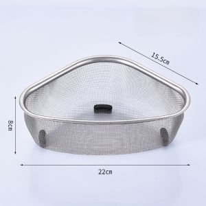 Stainless Steel Kitchen Sink Strainer Triangle Basket Vegetable Washing Water Drainage Leftovers Filtering Net Sink Accessories