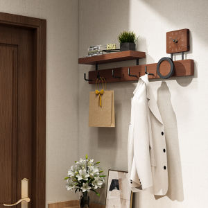Wall Mounted Clothes Hook Rack Luxury Storage Entrance Way Organizer Wooden Material Heavy Duty 6 Hooks for Coats And Jackets