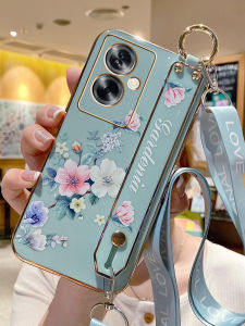 เคสโทรศัพท์ซิลิโคนป้องกันการตกหล่นสำหรับ OPPO A1s A1i พร้อมสายรัดข้อมือ ลายดอกไม้ ดีไซน์เก๋ไก๋ สำหรับผู้หญิง