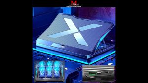 (6 Fans)  Q3 Laptop Cooler Six Fan Led Screen Two USB Port 2400RPM RGB Laptop Cooling Pad Notebook Stand for Laptop 12-17 inch