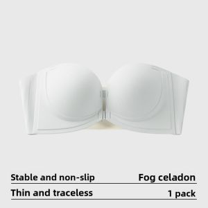 Aimo | Earsey No Strap Bra Women Anti-Slip Gathered Summer Thin Foundation Liquid Chest Strapless Seamless Anti-Light Front Buckle Bra