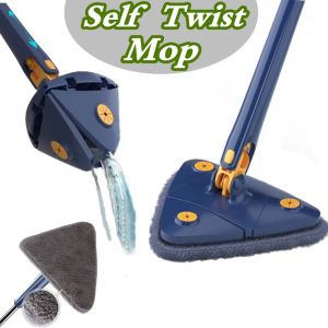 Self Twist Mop Hands Free Squeeze Triangle Mops Rotatable Flat Mop Floor Window Household Cleaning