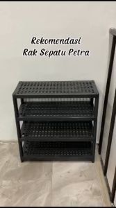 Rak Sepatu Aesthetic 4 Susun Minimalis Stainless Steel Tempat Sepatu dan Sandal Serbaguna Premium