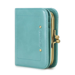 Genuine Leather Women Wallet Short Purse Mini Metal Frame Coin Purse Small Card Money Bag RFID High Quality Fashion