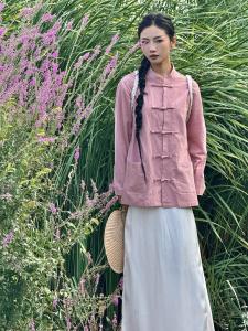 New Chinese Style Shirt Button Design Small Audience Womens Mens Tang Suit Jacket Cotton Linen Material Traditional Ethnic Wear