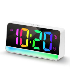 Large Display Digital Desk Clock Colorful LED Night Light for Home Office Desk Decor Bedroom Kitchen Living Room Décor Christmas