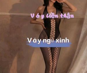 Váy ngủ ren lưới liền thân xinh xắn cho bạn nữ.