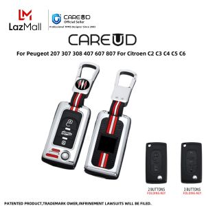 Alloy Car Key Case Cover For Peugeot 207 307 308 407 607 807 For Citroen C2 C3 C4 C5 C6 Flip Folding Auto Keychain Accessores
