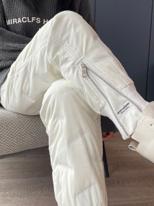 Outdoor Winter Thickened down Trousers Womens Harlan Pants High Waist Polyester Fiber White Duck down Filling Long Pants