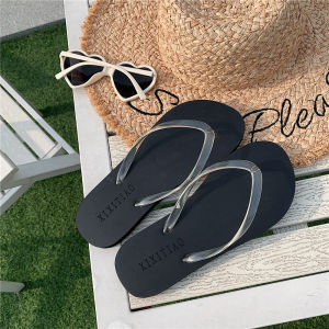 Dép Tông Kẻ Sọc Nhỏ Dép Lê Đi Biển Trong Suốt Đế Bằng Kẹp Ngón Chân Bờ Biển Cặp Đôi Đi Bên Ngoài Sành Điệu Instagram Cho Nữ Mùa Hè