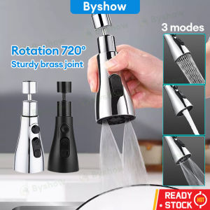 Byshow 3-Speed Adjustable 360° Rotatable Universal Faucet High Pressure Extender Sink Sprayer Bathroom Kitchen Shower Washbasin Spray Head Faucet Bubbler Nozzle Water Tap Extend Adapter Filter Purifier Replacement Keran Bib Tap Paip