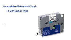 10 Pack TZe231 Black on White Compatible for Brother TZ Tape 12mm Laminated White Tape TZe-231 Tze231 tze231 Work for P Touch PT-D210 PT1000 PT-D200 PTD600 Label Maker