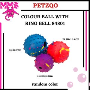 Petzqo Colour Ball With Ring Bell # Dog Toy # For Dog # Random Color (Red Purple Blue)