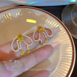 Sugar Zircon Butterfly Knot Pearl Earrings Womens New Style 2025 Popular High-End Sensation Earring Luxury Summer Fashion Jewelry