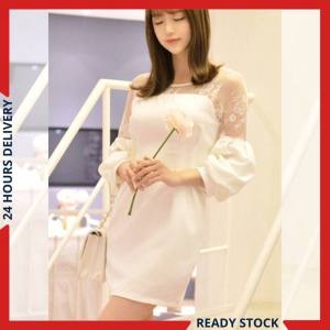 CFBOUTIQUE Korean Style Trendy Women Fashion French Lace Panel Ladies Summer Party Dinner Dress