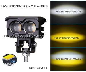 Lampu Tembak Led Foglamp SQL 2 Mata 20 Watt High Low Laser Gun Putih-Kuning Cahaya Superbright