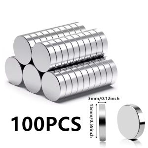 10-100Pcs 15x3mm Round Disc Great Pull Force Super Powerful Fridge Magnets Strong Magnetic Push Pin Hooks for Home Fridge Crafts