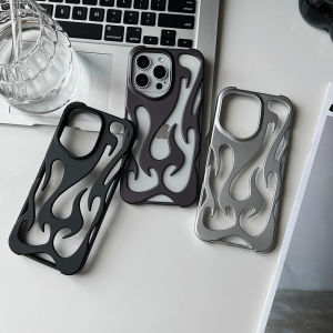 Heat Dissipation for iPhone 16 Pro Max iphone 15 Pro 14 13 12 iphone 11 Case Solid Color Hollow Flame Matte Soft Phone Case Flame Shape Hollow Cooling Heat Dissipation Fashion Unique Protection Shockproof Cover for Women Girls Man