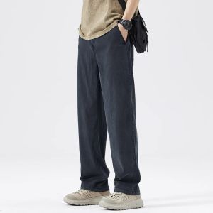 Mens Casual Tencel Denim Sporty Loose Leggings Spring Summer New Style Fashion Brand Breathable Straight Tube Long Pants