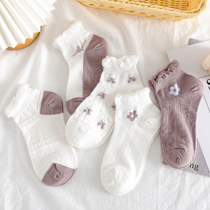 Lollipop Socks Romance Purple Flower Extra Low Cut Casual Socks Ankle Socks Stokin Low Cut Stokin Pendek Stokin Wanita Stokin Perempuan Stokin Comel