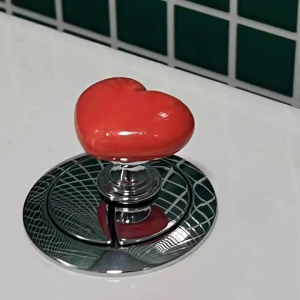 1pcs Heart-Shaped Toilet Flush Buttons with Nail Protectors - Easy Push Tank Switch Bathroom Accessories