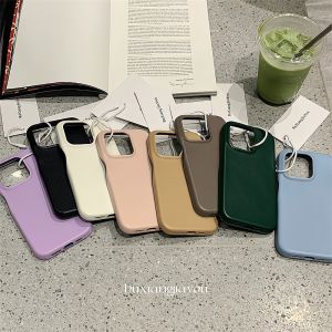Ins Style Pure Color Leather Texture Phone Case for  16Plus 17ProMax 12SemiWrap Air Protection Cover for Women 14 15 Hard Shell