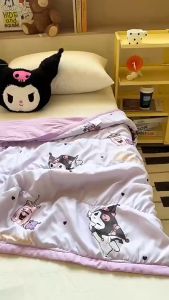 Kawaii Sanrio Hello Kitty Cinnamoroll Kuromi Cartoon Anime Summer Student Nap Quilt Cute Soft Air Conditioning Quilt Girls Gift110*150