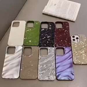 Luxury Solid Color Fold Wrinkle Wavy Phone Case for iPhone 17 Air 16e 15 14 13 12 11 Pro Max XS X XR Shockproof Protective Cover