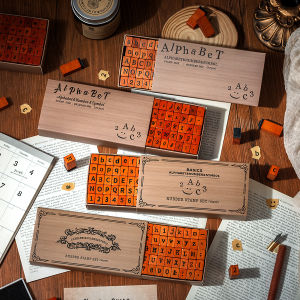 70 Chiếc Retro Tiếng Anh Kỹ Thuật Số Tay Ghi Chú Cói Máy Đánh Chữ Series Gỗ Bộ Tem Các Loại Vật Liệu In Trang Trí