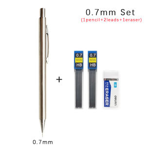 0.3 0.5 0.7 0.9 2.0mm Full Metal Mechanical Pencil Set School Art Sketch Writing Stainless Steel Automatic Pencils Kawaii Supply