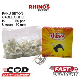 KLEMAN KABEL PAKU BETON 10MM/CABLE CLIPS ROUND RHINOS ( 1KOTAK ISI 50PCS KLEM KABEL 10MM ISI 50PCS )