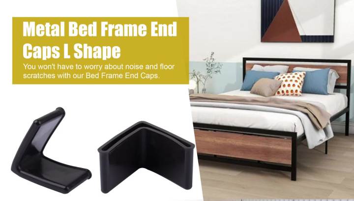 Metal Bed Frame End Caps L Shape Rubber Bed Frame Cover Feet 1-1/2" x 1-1/2" for Most Metal Bed Frame Angle Iron Caps Furniture Leg Protectors - 4 Pcs