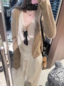 Áo Khoác Cardigan Mỏng Phong Cách Hàn Quốc Thường Ngày Cho Nữ Mùa Thu 2025 Áo Khoác Ngoài Dài Tay Màu Trơn Dáng Rộng