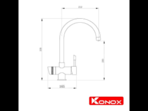 Vòi rửa bát Konox RO Trim Water Grey 3 đường nước nóng lạnh nước uống RO xoay 360 độ