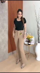 Celana Cutbray Scuba Premium Saku Paspol Depan