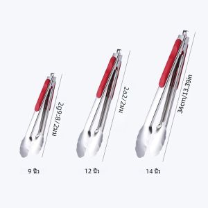 9 " 12" 14 "- สแตนเลสสตีลแหนบบาร์บีคิวเนื้อสลัดขนมปังคลิปบาร์บีคิว Rack บุฟเฟ่ต์คลิปบาร์บีคิวเครื่องมือทําอาหาร