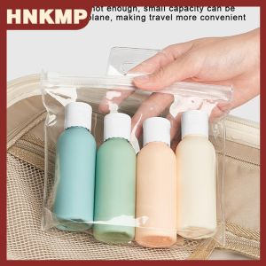 HNKMP ชุดน้ำยาซักผ้า4ชิ้น ถุง60มล. ภาชนะบรรจุแบบเติมได้ขวดเปล่าสำหรับเดินทางขนาดพกพาอุปกรณ์เสริมเครื่องมือแบบพกพา
