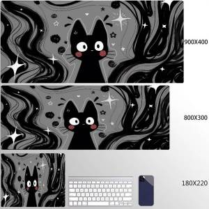 Bandai | Cartoon Creepy Cat Mouse Pad Non-slip Rubber Gamer Balance Computer Mat Decoracion Deskmat Laptop Office Large