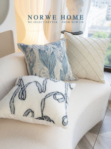 Bộ Gối Sofa Màu Xanh Blue Velvet Phong Cách Pháp Đơn Giản Gối Lưng Phòng Khách Gối Đầu Giường Gối Đệm Trang Trí Nhà Cửa