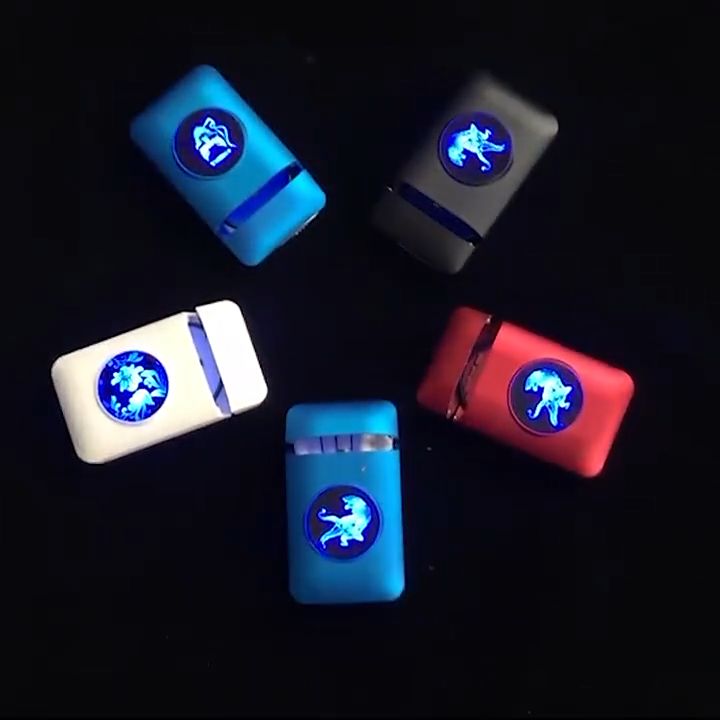 New Metal Cigarette Case Box With USB Lighter 19pcs Capacity Cigarette  Holder Rechargeable LED Display Windproof Lighter Smoking Gadget