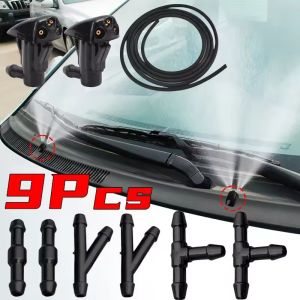3 Holes Wiper Spray Nozzle Set Windshield Washer Spray Hose All-in-one Set Cleaning Water Pipe Joint Sprayer Adapter Car Accessories