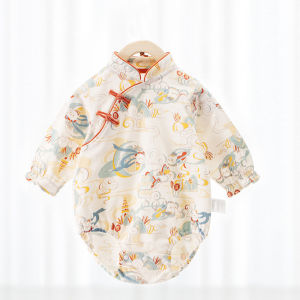 MARMAR KIDS Baby Romper Long Sleeve Spring Autumn Hanfu Girls Triangle Butt Covering Clothes Traditional Chinese Costume