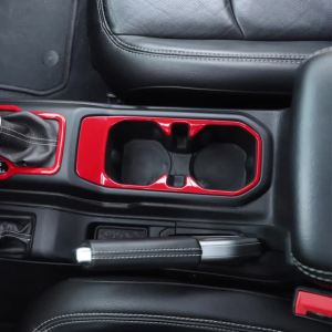 Xe Ô Tô Cần Số Bảng Điều Khiển Cốc Trang Trí Bao Viền Dán Cho Xe Jeep Wrangler JL Gladiator JT 2018-2026 ABS Phụ Kiện Nội Thất Màu Đỏ